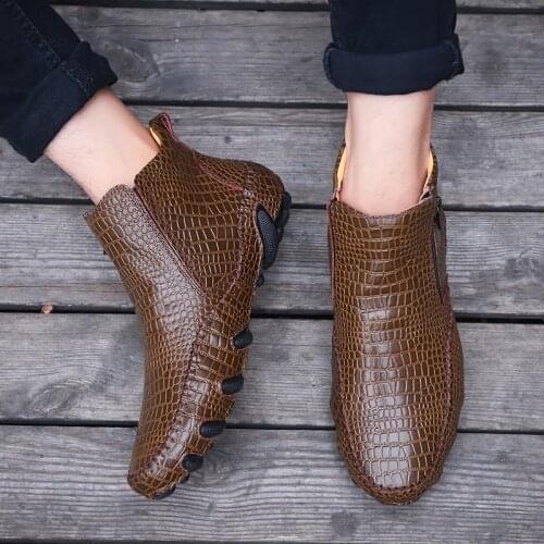 Men Spring/Winter Warm Plush Boots Handmade Cowhide Split Leather Outdoor Sneakers Non-slip Mens Hiking Work Shoes Ankle Boots