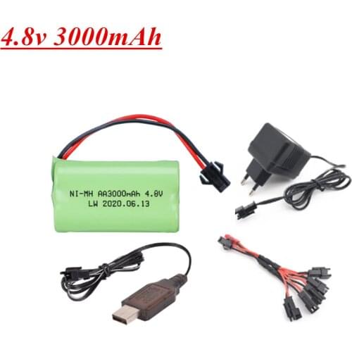 4.8V 3000mah NiMH Battery +Charger For Rc toys Cars Tanks Robots Boats Guns Ni-MH AA 4.8v Rechargeable Battery Pack SM Plug