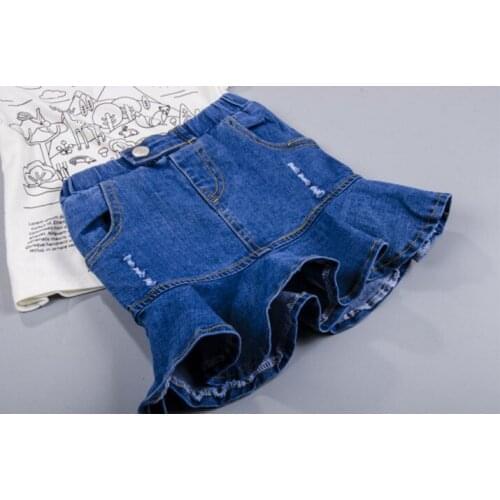 New Spring Summer Children Denim Skirts Girls Baby Fashion Denim Ruffles Tutu Skirt Kids Pettiskirt Clothing Girls Jeans Skirts