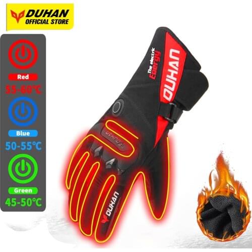 DUHAN Heated Motorcycle Gloves Waterproof Heating Gloves Motocross Heating Guantes Moto Motorcycle Accessories Cold-proof Winter