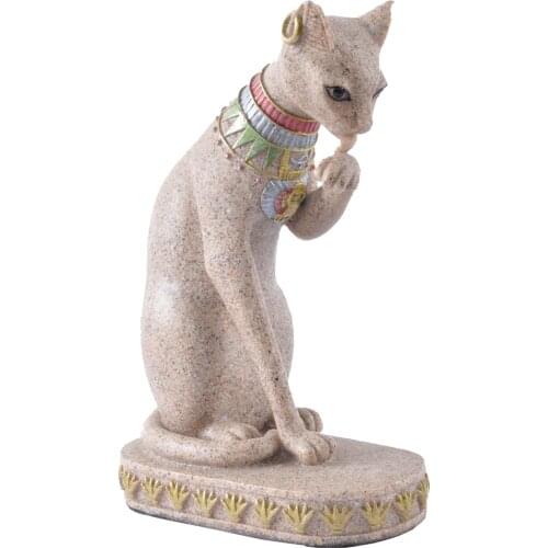 Sand Stone Egyptian Egypt Mau Cat Statue Sculpture Hand Carved Collectible Figurine Home Decor