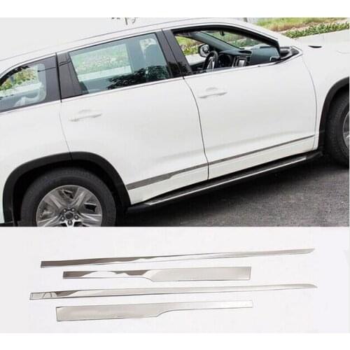 FIT FOR 14- toyota HIGHLANDER KLUGER CHROME DOOR SIDE LINE GARNISH BODY MOLDING PROTECTOR TRIM COVER