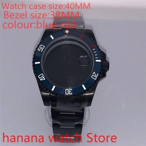 Suitable for NH35 36 Mingzhu2813 Miyata self-winding 40mm sealed back black box series, with carousl blue red bezel