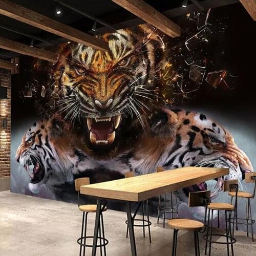 Custom 3D Photo Wallpaper Tiger Poster Wall Painting Retro Nostalgic Bar Restaurant Living Room Bedroom Mural Papel De Parede 3D
