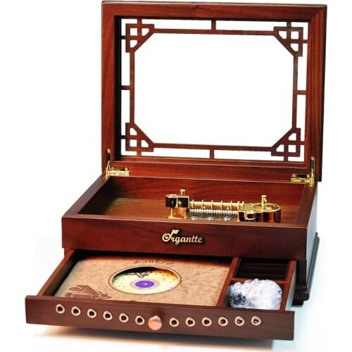Upscale Vintage Walnut wood turntable music box antique record Spin desktop Decoration Souvenir Christmas Birthday Gift