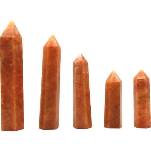 Drop Shipping 1pc Natural Orange Calcite Point Healing Stone Quartz Tower Orange Wand Ornament Pyramid Natural Stones