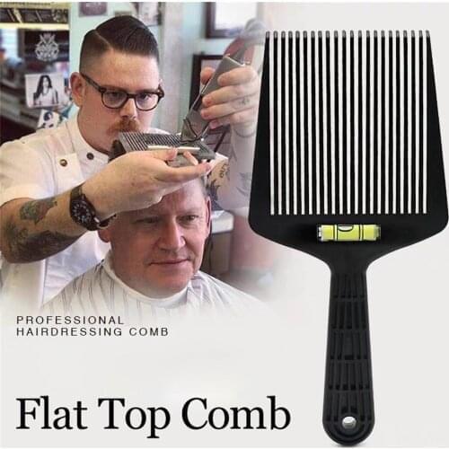 Flat Top Comb Short Hair Trimming Cutting Dyeing Styling Tool Anti-slide Handle Comb Barber Hair Cutting With Liquid Balance