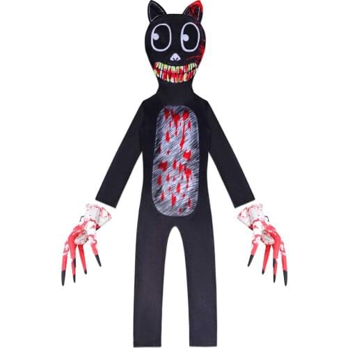 Kids Anime Cosplay Black Cat Costume for Boys Stage Cartoon Bodysuit Jumpsuit Gloves Birthday Party Halloween Costume C55C59