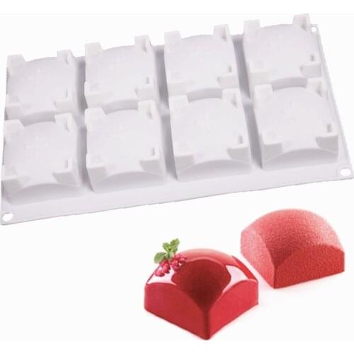 Silicone 8 Cavity Squared Sphere Shape Cake Baking Mold For Cakes Dessert Pastry Mould Decorating Tools Home Party show