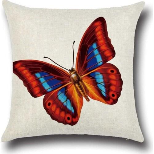Fresh Lovely Beautiful Butterfly Cotton Linen Home Decor Sofa Office Pillow Cover Car Seat Pillowcase Cover