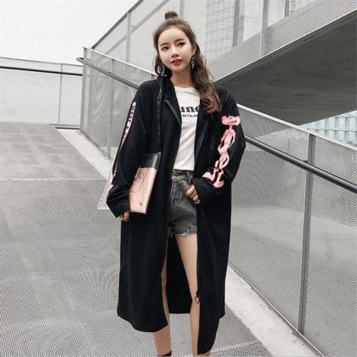 Fashion Long Trench Coats For Women 2019 Spring Autumn Windbreaker Outerwear Female Hooded Coats HC086