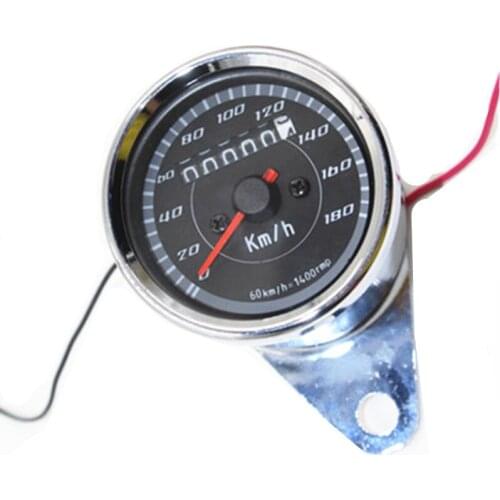 Universal Chrome Motorcycle Dual Odometer Speedometer Gauge LED Backlight Signal Light Cruiser Chopper Cafe Racer