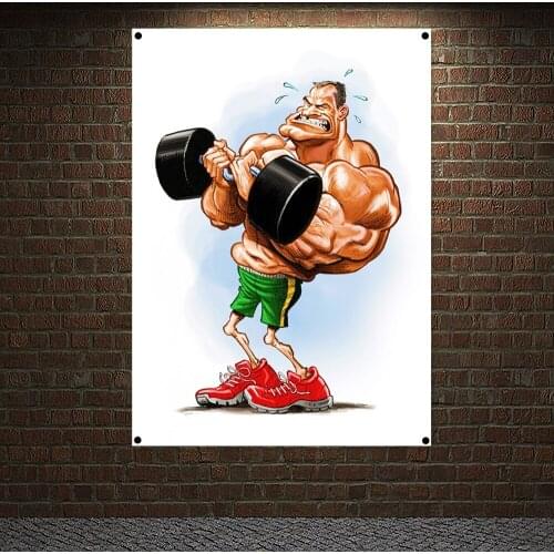 Inspirational Poster Tapestry 4 Grommets Custom Flag Stadium Gym Wall Decoration Man Muscular Body Workout Banner Wall Hanging 2