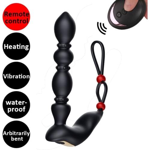 9COLORS New Bead Vibrate Massager Male Prostate Hook Men Butt Plug Gay Anus Vibrator Adult Product USB Sex Toy Sexual Stimulator