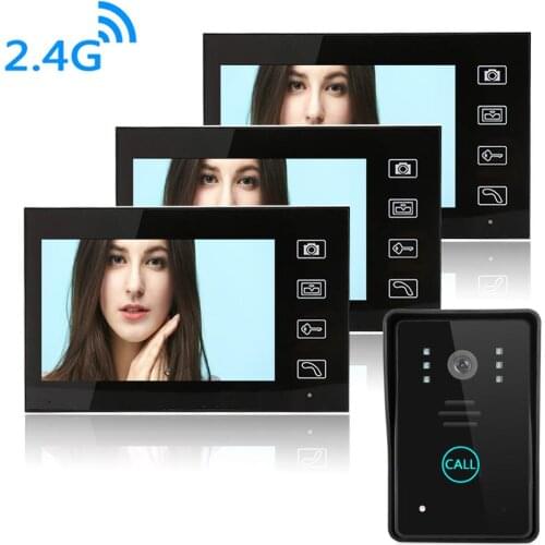 SmartYIBA Video Intercom 7 Inch Monitor 2.4G Wireless Video Door Phone Doorbell IR Camera Speakerphone Intercom Security System