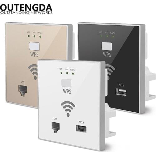 300Mbps in Wall WiFi router Access Point Wireless Socket AP for Hotel Wi-Fi Project Support AC Management & RJ45 USB WPS