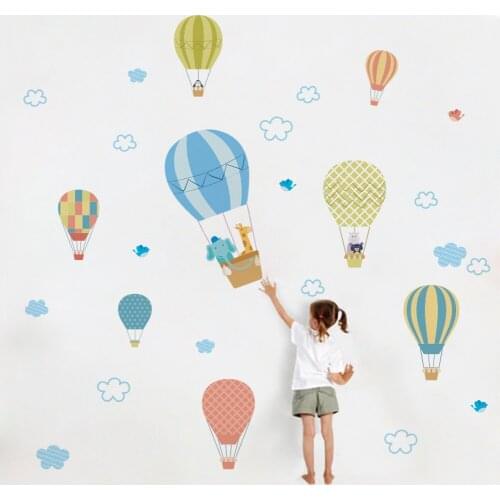 Vivid Colorful Balloons Animals Cloud Rain Car wall stickers decals children bedroom kindergarten Decoration wall sticker Decals