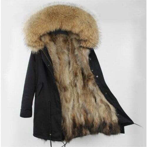 2020 fashion winter new Natural raccoon fur liner long section big raccoon fur collar casual jacket women