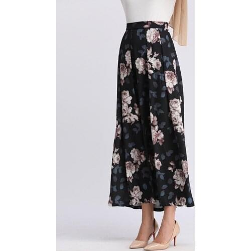 Summer New Middle East Europe Print Qi XL Large Flower Skirt Muslim Bottoms Long Skirts Women Long Tops Islamic Clothing