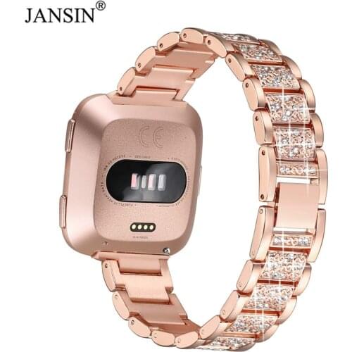 Women Diamond Strap for Fitbit Versa Bracelet Wrist Band For Fitbit Versa 2 Versa Lite Stainless Steel Smartwatch Band Strap