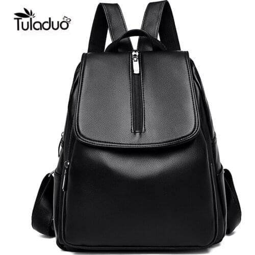 2020 Woman Leather Backpack Female Fashion Preppy Style Zipper School Bags For Teenage Girl Large Capacity Backpack