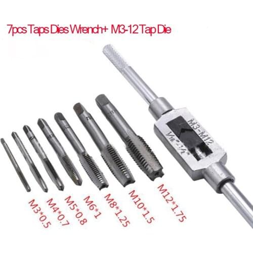 1set Hard Alloy Steel Tap Die And Wrench Bit Set, Metalworking Adjustable Screw Thread Carbon Hand Screw Taps