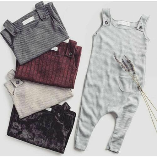2020 Baby Summer Clothing Newborn Kids Baby Boy Girl Solid Romper Sleeveless Jumpsuit Outfits Pocket Clothes