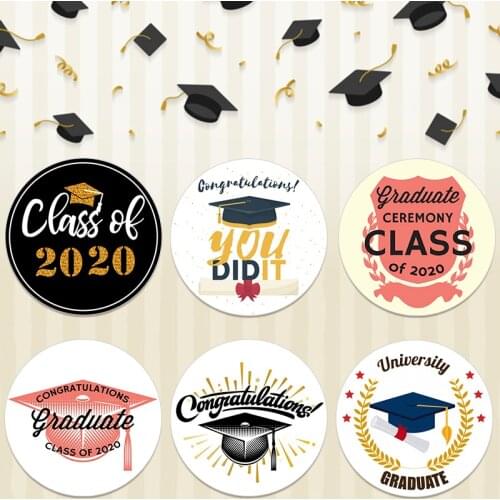 4.5cm Graduation Theme Patterned Sealing Stickers Handmade Decals For Certificate Decor 2020 Graduation Celebration Party Labels