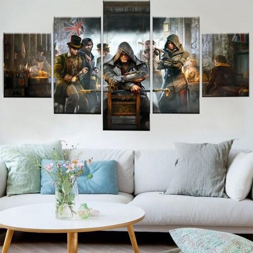5 Pieces Wall Art Canvas Painting Game Assassins Characters Video Poster Modern Home Decoration Living Room Modular Pictures