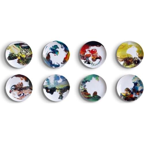 6/8/10-Inch Plates Home Decoration Christmas Decoration Dinner Plate Decorative Wall Dishes China Wall Plates Ceramic Abstract
