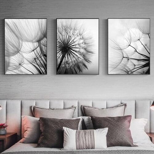 Abstract Dandelion Wall Art Canvas Painting Poster Modern Black White Life Quote Art Wall Print Picture Living Room Decor