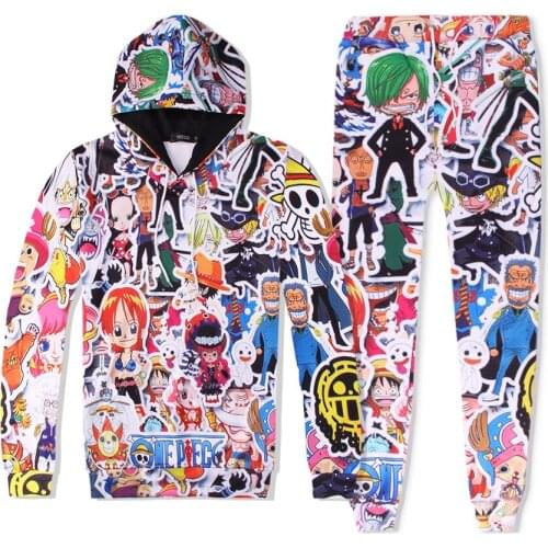 Anime One Piece 3D Hoodie Sweatshirt Monkey D Luffy Cartoon Hooded Pullovers Tops