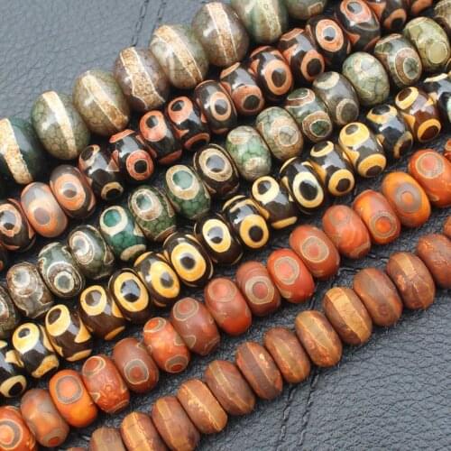 Antique several patterns Dzi Agate Rondelle beads means ,For Jewelry making, can mixed wholesale