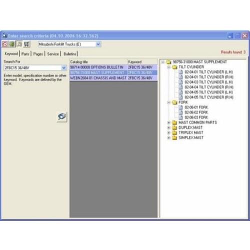 Forklift Trucks 2009 spare part catalogue and service manuals For Mitsubishi