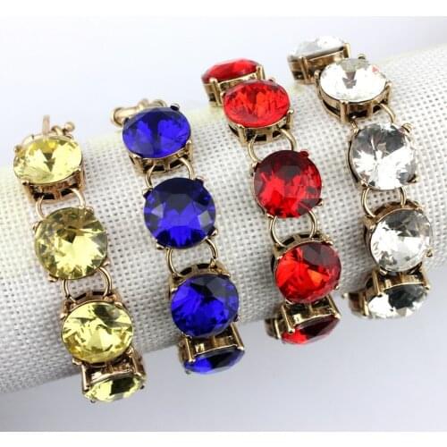 ZWPON 2020 Fashion AB Blue Glass Crystal Dot Bracelet for Women Gold Round Charm Bracelets Statement Female Fashion Jewelry