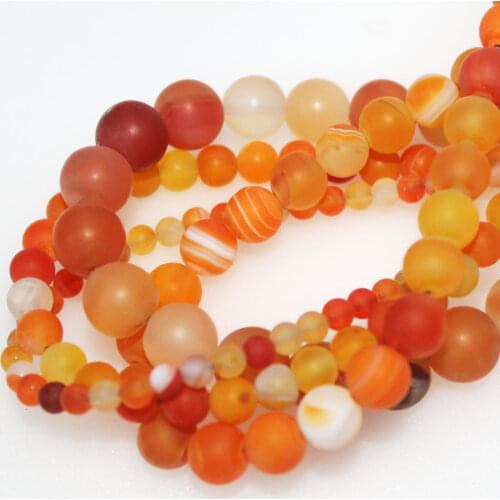 Wholesale Matte Orange Stripe Agates Natural Stone Beads Loose Beads 4 6 8 10 12mm Beads for Jewelry Making DIY Bracelet