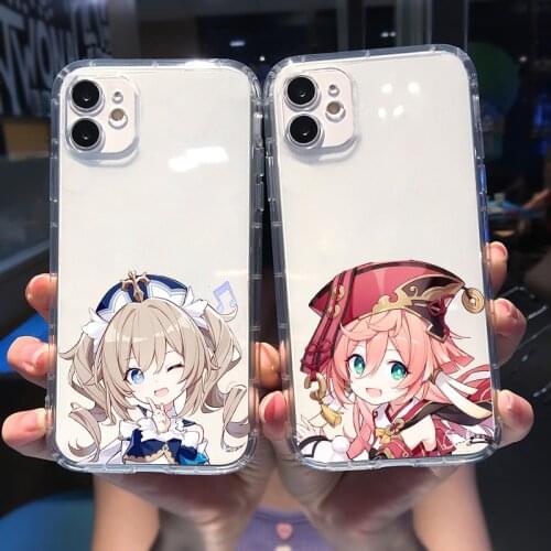 Genshin impact Anime Shockproof Phone Case For iPhone 12 Pro MAX 11 XR XS 7 SE20 X 8 6Plus Cute Clear Soft Silicone Cover Fundas