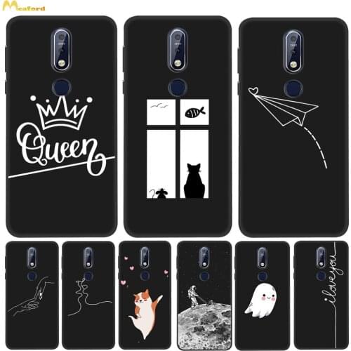 Black Silicone Cover For Nokia 7.1 Phone Cases 7.2 6.2 Nokia6.2 Coques Nokia7.2 TPU Prints Queen Husky Ghost Pattern Etui Fundas