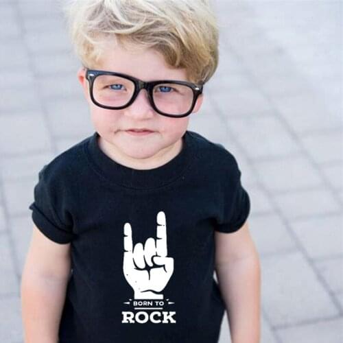 Born To Rock Kids T-Shirt Boys Girls Unisex Baby Tshirt Cool Fashion Style Tops Children Summer Short Sleeve Graphic Tee Shirt