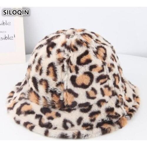 SILOQIN Childrens Leopard Hats Baby Bucket Hat 2020 New Winter Warm Leopard Print Personality Children Cap Cute Boys Girls Hat