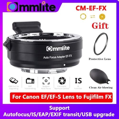 Commlite CM-EF-FX Electronic AF Lens Mount Adapter from Canon EF/EF-S Lens for Fujifilm FX-Mount Camera X-T20 X-T3 X-T2 X-Pro2