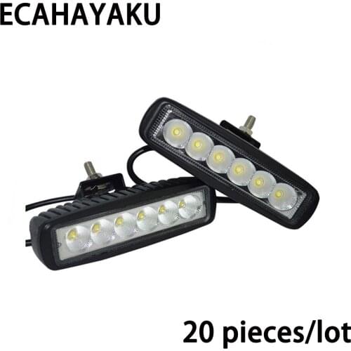 20 Pcs ECAHAYAKU 6 inch Slim LED Bar 18W 6000k 12V LED Driving Lamp for Offroad UTE SUV Truck Fishing Boat Hunting Outdoor Motor