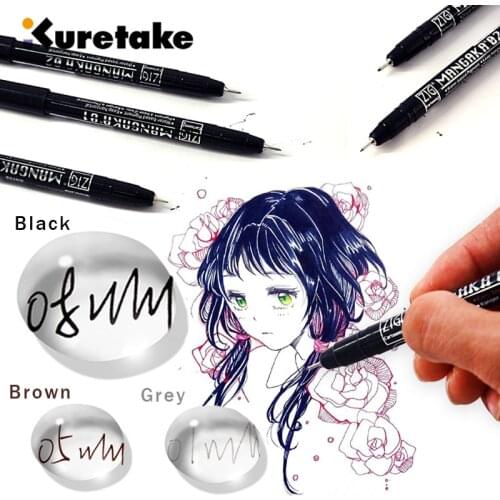Kuretake Art Needle Pen Hook Line Waterproof 003/005/01/02/03/05/08/F/M Sketch Anime Architectural Line Draft Stroke Line Pens