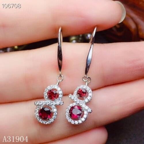 KJJEAXCMY boutique jewelry 925 sterling silver inlaid natural aluminum magnesium garnet gem ladies luxury earrings support detec
