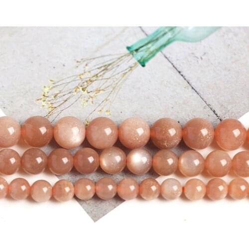 High Quality Natural Sun Stone Round Shape 4/6/8/10/12/14mm Necklace Bracelet Jewelry Gems Loose Beads 15 Inch wk55