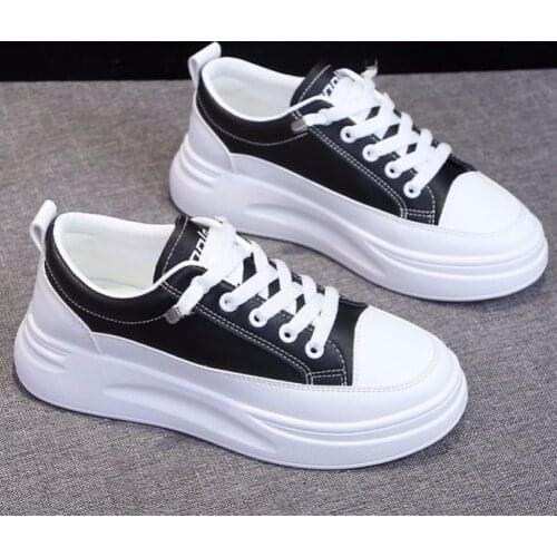 Small White Shoe Women Skateboarding Shoes Portable PU Casual Flat Platform Sneakers Sports Walking Inner Height Increase Shoe