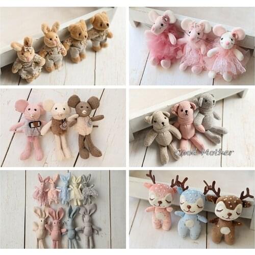 Mini Furniture Toy Cotton Linen Mouse Bunny Fabric Doll Metal Coffee Table Accessories Newborn Photo Props Baby Gifts