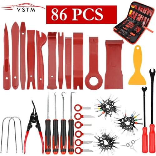 86pcs Car Audio Maintenance Kit Auto Trim Repair Panel Remover Pry Bar Car Dash Radio Door Trim Panel Clip Hand Tools