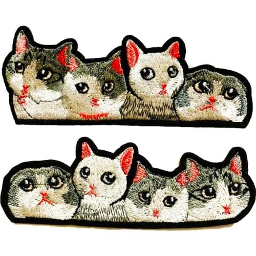 New Arrival 1PCS Cheap Cute White Black Cat Patch Baby Clothes Patches Backpack Decoration Small Applique Iron on Patch