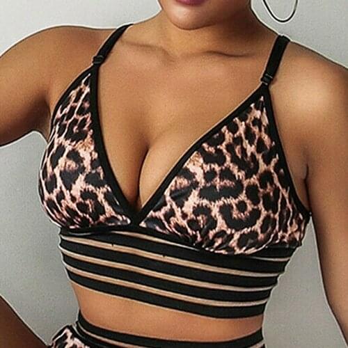 New Sexy Womens Leopard Print Yoga Bra Fitness Top Sport Gym Shockproof Sports Bras Sport Shorts Running Workout Training Wear